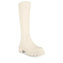 Bottes BEIGE Femme Motif Uni A Enfiler