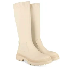 Bottes BEIGE Femme Motif Uni Elastique