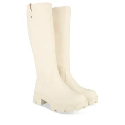 Bottes BEIGE Femme Motif Uni Fermeture éclair