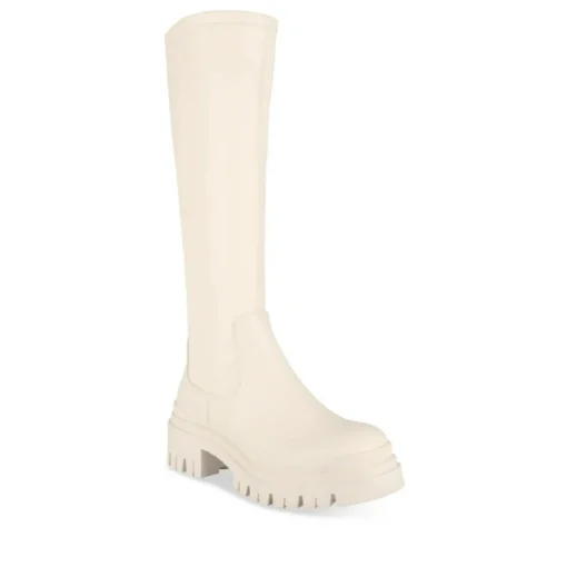 Bottes BEIGE Femme Motif Uni A Enfiler