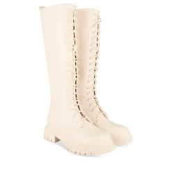 Bottes BEIGE Femme Motif Uni Lacets