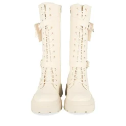 Bottes BEIGE Femme Motif Uni Lacets