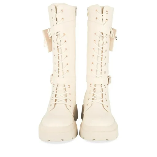 Bottes BEIGE Femme Motif Uni Lacets