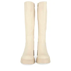 Bottes BEIGE Femme Motif Uni Fermeture éclair