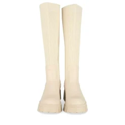 Bottes BEIGE Femme Motif Uni Elastique