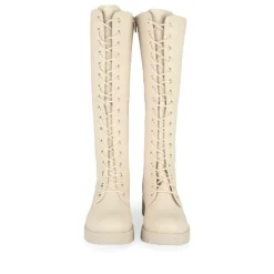 Bottes BEIGE Femme Motif Uni Lacets