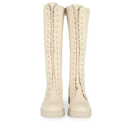 Bottes BEIGE Femme Motif Uni Lacets