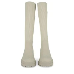 Bottes BEIGE Femme Motif Uni A Enfiler