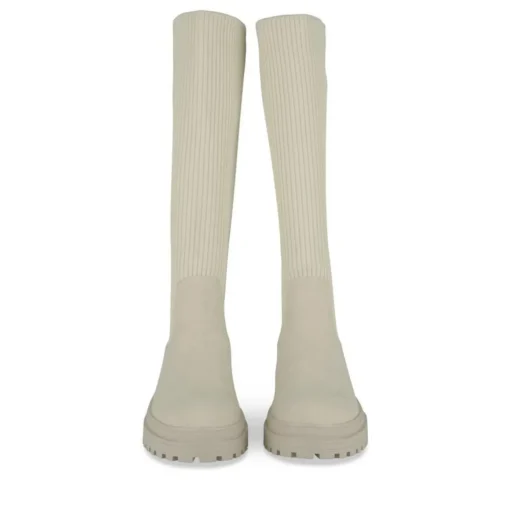 Bottes BEIGE Femme Motif Uni A Enfiler