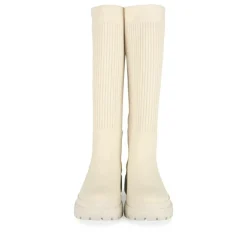 Bottes BEIGE Femme Motif Uni A Enfiler