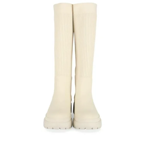 Bottes BEIGE Femme Motif Uni A Enfiler