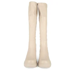 Bottes BEIGE Femme Motif Uni Fermeture éclair