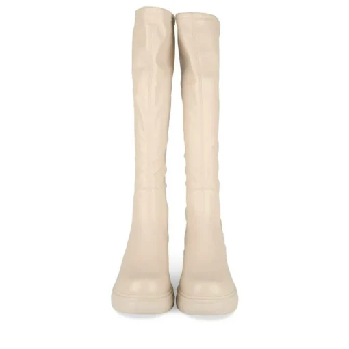 Bottes BEIGE Femme Motif Uni Fermeture éclair