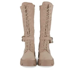 Bottes BEIGE Femme Motif Uni Lacets