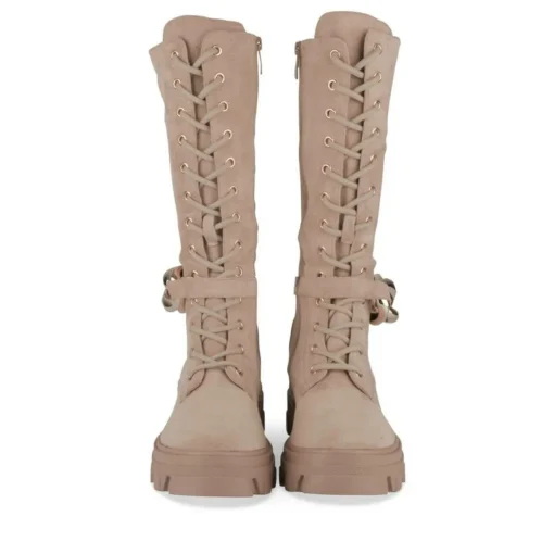Bottes BEIGE Femme Motif Uni Lacets