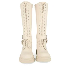 Bottes BEIGE Femme Motif Uni Lacets