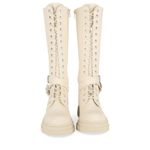 Bottes BEIGE Femme Motif Uni Lacets