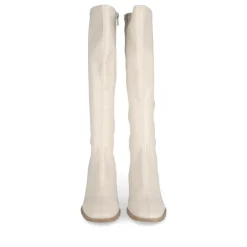 Bottes BEIGE Femme Motif Vernis Fermeture éclair