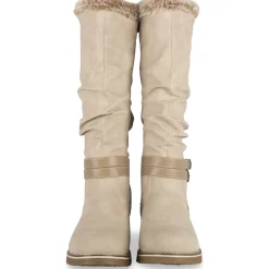Bottes BEIGE Femme Motif Uni A Enfiler