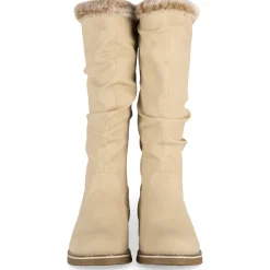 Bottes BEIGE Femme Motif Uni A Enfiler
