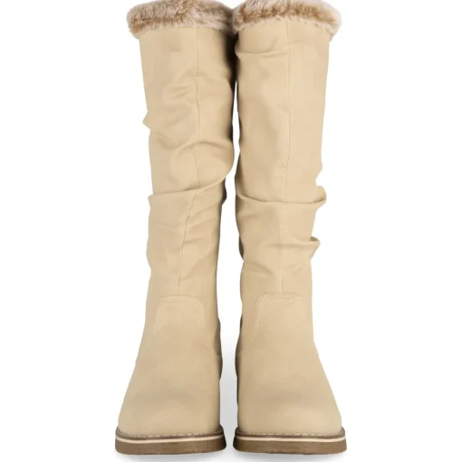 Bottes BEIGE Femme Motif Uni A Enfiler