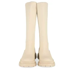 Bottes BEIGE Femme Motif Uni Elastique
