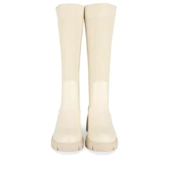 Bottes BEIGE Femme Motif Uni Elastique
