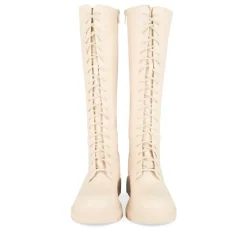 Bottes BEIGE Femme Motif Uni Lacets