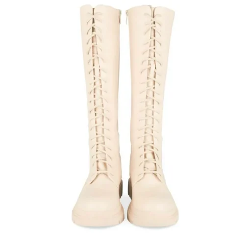 Bottes BEIGE Femme Motif Uni Lacets