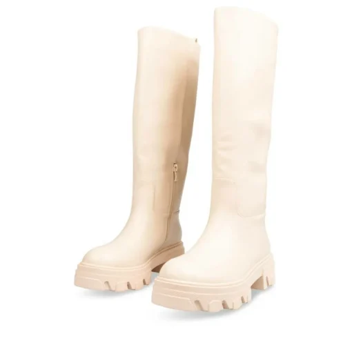 Bottes BEIGE Femme Motif Uni A Enfiler