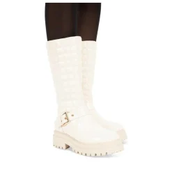 Bottes BEIGE Femme Motif Vernis Fermeture éclair