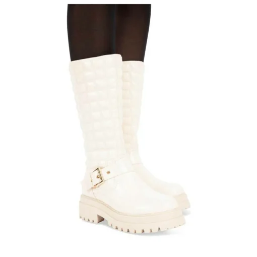 Bottes BEIGE Femme Motif Vernis Fermeture éclair