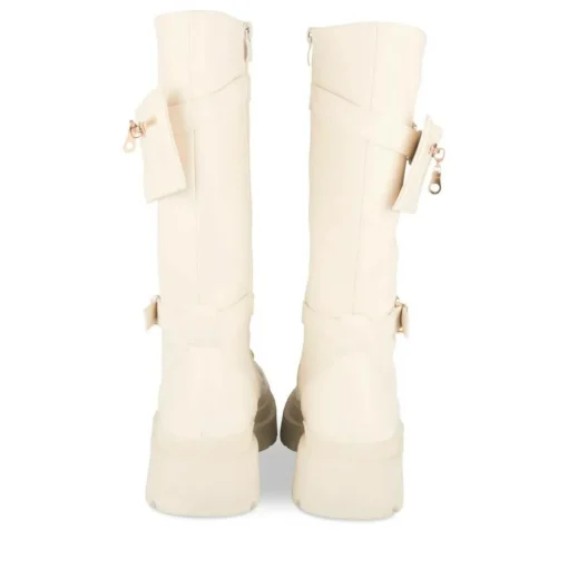 Bottes BEIGE Femme Motif Uni Lacets