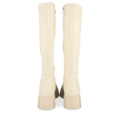 Bottes BEIGE Femme Motif Uni Fermeture éclair