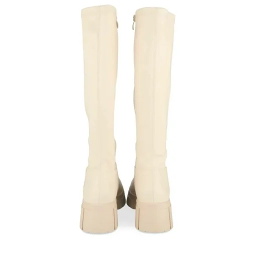 Bottes BEIGE Femme Motif Uni Fermeture éclair