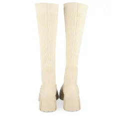 Bottes BEIGE Femme Motif Uni Elastique
