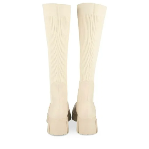 Bottes BEIGE Femme Motif Uni Elastique