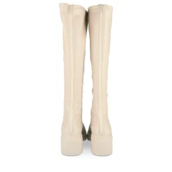 Bottes BEIGE Femme Motif Uni Fermeture éclair