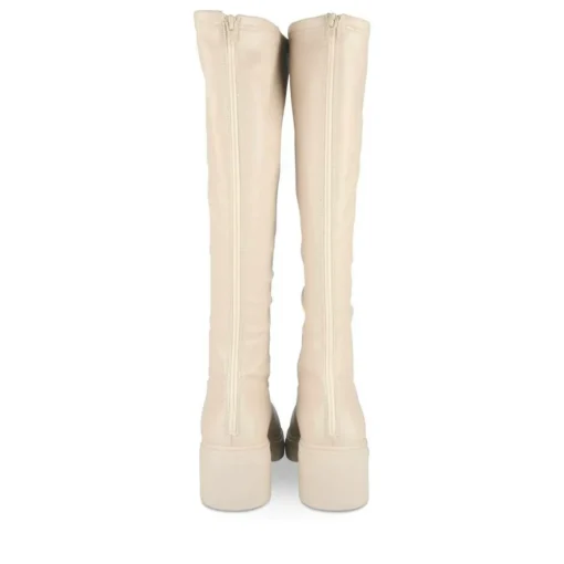 Bottes BEIGE Femme Motif Uni Fermeture éclair