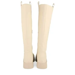 Bottes BEIGE Femme Motif Uni Fermeture éclair