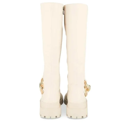 Bottes BEIGE Femme Motif Chaîne Fermeture éclair