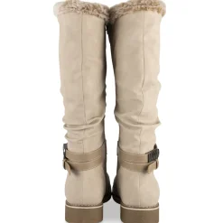 Bottes BEIGE Femme Motif Uni A Enfiler