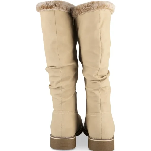 Bottes BEIGE Femme Motif Uni A Enfiler