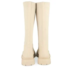 Bottes BEIGE Femme Motif Uni Elastique