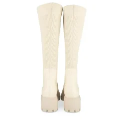Bottes BEIGE Femme Motif Uni Elastique
