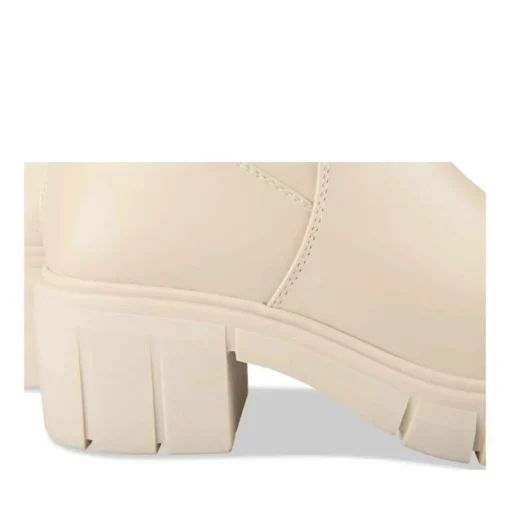 Bottes BEIGE Femme Motif Uni Fermeture éclair