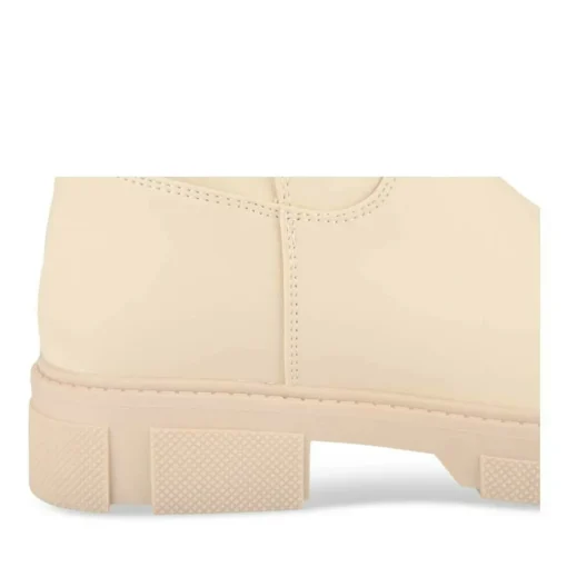 Bottes BEIGE Femme Motif Uni Fermeture éclair