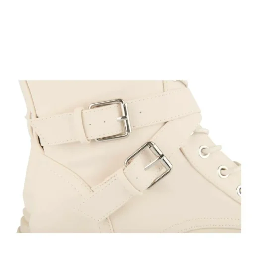 Bottes BEIGE Femme Motif Uni Lacets