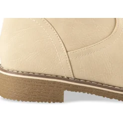 Bottes BEIGE Femme Motif Uni A Enfiler