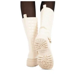 Bottes BEIGE Femme Motif Vernis Fermeture éclair
